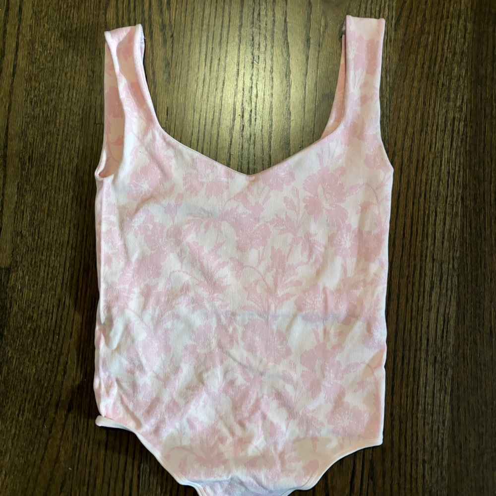 Free People pink floral bodysuit